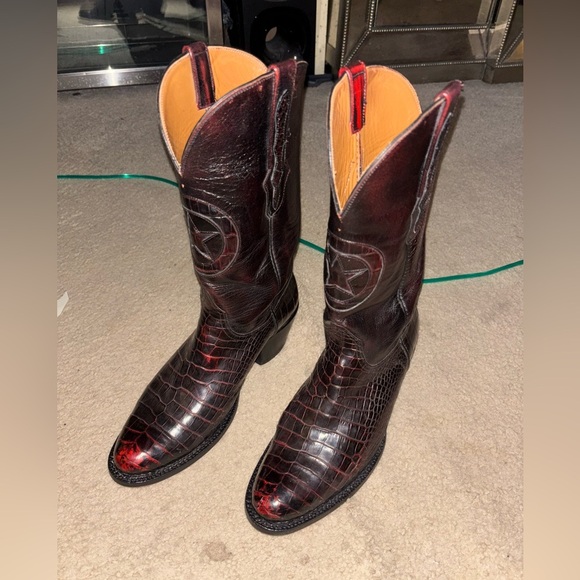 Men's Cowboy Exotic Handmade Black Jack 8D Caiman Belly Black Cherry $1300 MSRP​ - Picture 12 of 13